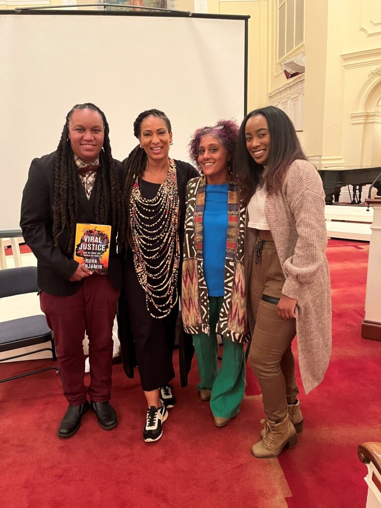 Left to right:Versatile Poetiq, Dr. Ruha Benjamin, Kamora Herrington, and Kimolee Eryn