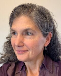 White woman, grey hair